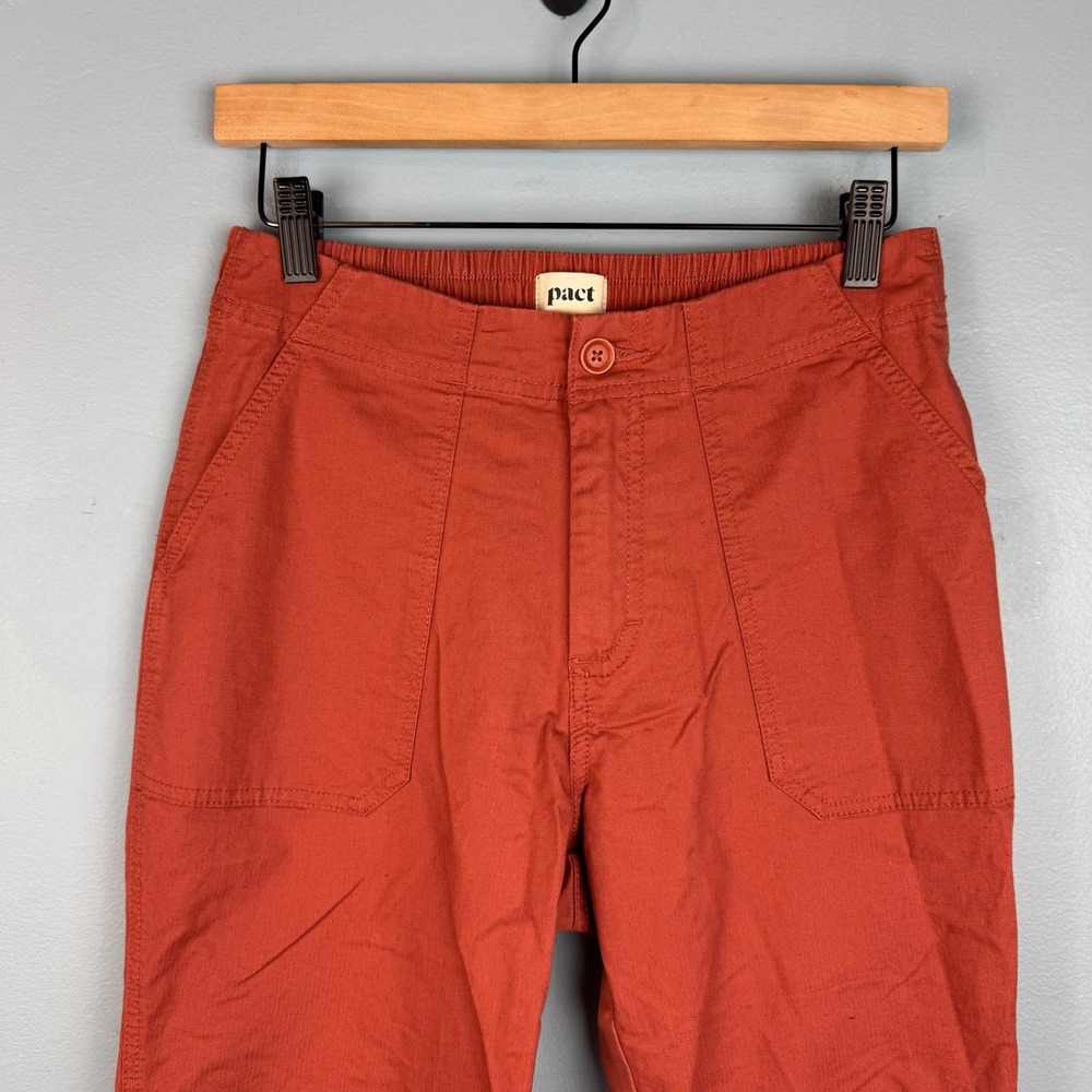 Pact Woven Twill Utility Joggers Womens Small Orange High Waisted Cotton Pants - Picture 3 of 9